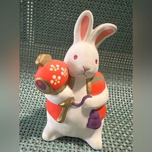 Japanese Zodiac Year Of The Rabbit Ceramic Figure - EUC - So Cute